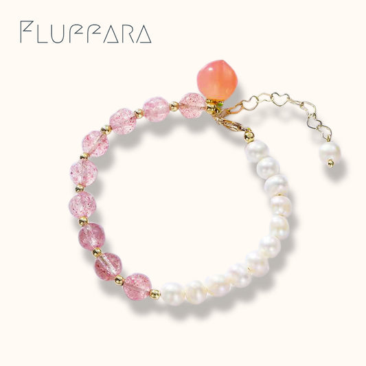 Peach - Pearls/Strawberry Quartz - Bracelet