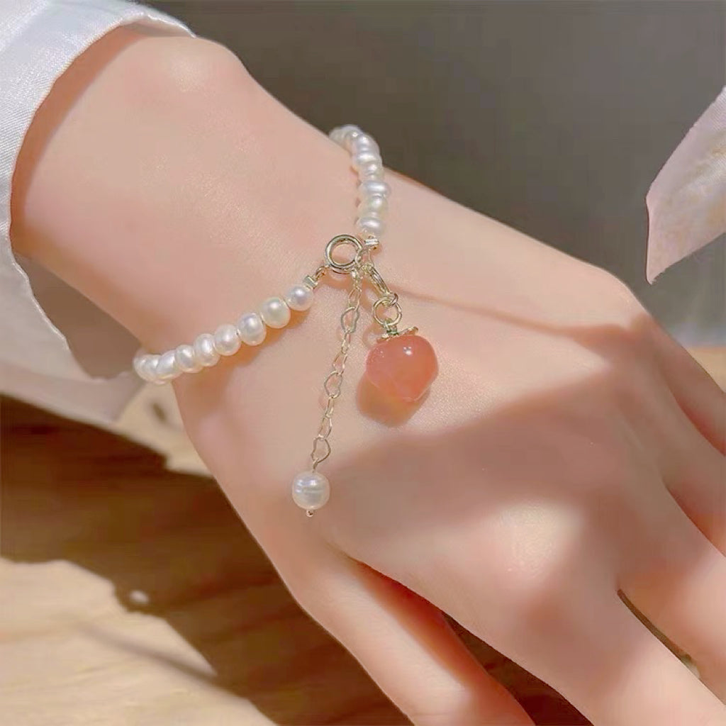 Peach - Pearls/Strawberry Quartz - Bracelet